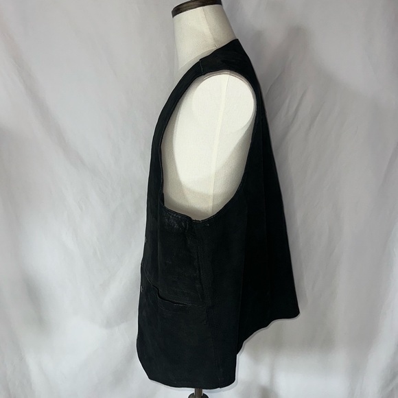 NRA Authentic Gear Men’s Lg Concealed Carry Black Leather Suede Lined Biker Vest - Picture 4 of 13